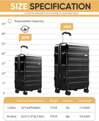 Tolino Luggage 2 Piece（20in/24inch Expandable Luggage Hardshell PC+ABS Leopard Suitcase with Spinner Wheels TSA Lock, Lightweight Rolling Suitcase for Women