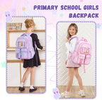 PIG PIG GIRL Kids Backpack for Girls - School Bags for Middle School Students - Book Bag for Elementary Primary - Kawaii Ita Backpack - Purple
