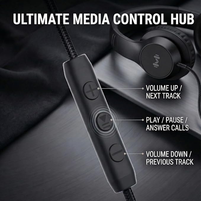 Wired Headphones for Adults, Premium Over-Ear Headset with Hi-Fi Stereo Sound, Noise-Isolating Ear Cushions, Lightweight Comfortable Design, Tangle-Free Cable, Ideal for Work, Travel, Daily