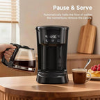 Coffee Maker, 5 Cup Drip Coffee Machine with Glass Carafe, 20 Hours Programmable Timer, 2 Hours Keep Warm, Compatible with Ground&Tea – Portable Small Cafetera for Home, Office, Travel&Camping-Black