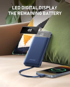 charmast 10000mAh Portable Charger with Built in Cables, 22.5W Travel Essential Power Bank Fast Charging, USB C Battery Pack for iPhone 17/16/15/14/13/12/11 Series, iPad, Samsung, Android, Tablet