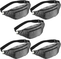 5PCS Crossbody Fanny Pack Bulk,Large Capacity Waist Bag with 4-Zipper Pockets Adjustable Strap Fanny Packs Waterproof Oxford Cloth Travel Belt Bag for Outdoor Shopping Travel Men Women,Gray