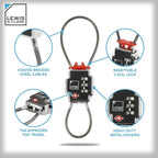 Lewis N Clark Triple Security Lock: TSA Luggage Locks for Suitcases, Carry On, Laptop Bag & More, Set Combination Lock to Create Secure Padlock for Travel, Vacation, Business, or Backpacking, 1 Pack