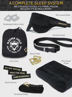Sleeper Hold Travel Pillow - Real Sleeping Experience on Long Flights - Head Strap with Eye Mask - Super-Soft, Lightweight, Easy-to-Carry, and Machine-Washable Airplane Pillow