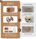 BOYATU Travel Makeup Bag Cosmetic Bags for Women: Large Capacity 3 Pcs Set Make up Bag with Compartments - Waterproof Vegan Leather Toiletry Organizer Bags with Handle (L53Brown)