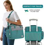 Dog Travel Bag for Pet Kit for Supplies with 2 Food Storage Containers 2 Collapsible Bowls 1 Feeding Mat 1 Dog Treat Pouch 7-Piece Set Perfect Road Trips Camping Weekend or Doggy Gift, Teal