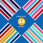 Kaufman - Joey Velour Colored Classic Multi-Color Stripe Beach & Pool Towel - Large 100% Combed Cotton Beach Towel - Soft & Absorbent Colorful Towels - 32" x 62" - 24 Pack