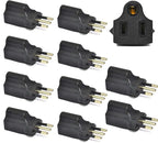 Ceptics Italy CEI-23-16/VII Travel Power Plug Adapter Accepts NEMA 5-15R - ETL Certified - Industrial Grade (IG-12-10PK) Black