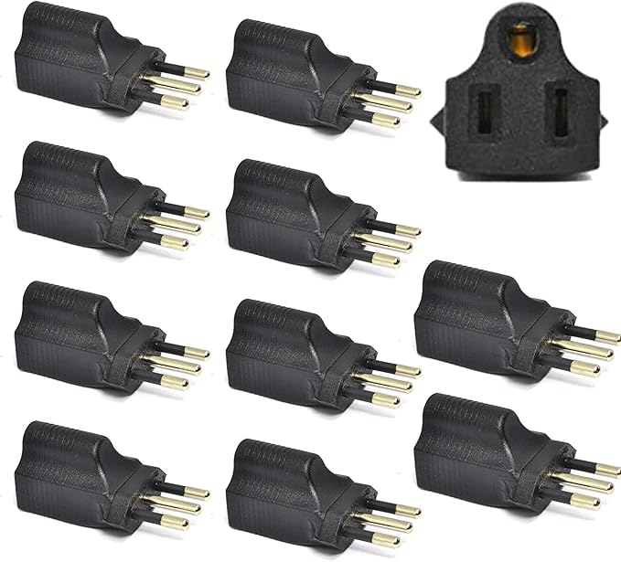 Ceptics Italy CEI-23-16/VII Travel Power Plug Adapter Accepts NEMA 5-15R - ETL Certified - Industrial Grade (IG-12-10PK) Black
