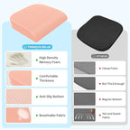 TranquilRelax XLarge Seat Cushion, Memory Foam Cushion for Long Sitting Hours on Office Chair, Home & Car, Non-Slip Chair Pad for Relieving Back & Sciatica & Hip & Coccyx Pain (Pink)