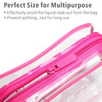 PACKISM TSA Approved Toiletry Bag 3 Medium - Quart Size Clear Makeup Bag for Carry On, Airport Security Compliant Clear Travel bag for Toiletries with Reinforced Seams, Bright Rose Red