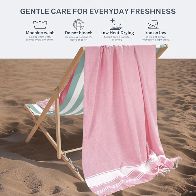 Cotton Turkish Beach Towel with Towels Oversized 36"x72" Pool Absorbent Extra Large Quick Dry Sand Travel Towel (Mix, 6 Pack)