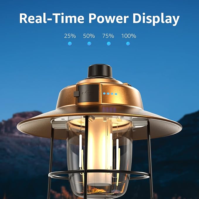 Lepro Vintage LED Camping Lantern Rechargeable, Power Bank, Christmas Decorations, Retro Style, Classic Railroad Lantern with Dimmable Control, Portable Hanging Tent Light for Camping, Power Outages
