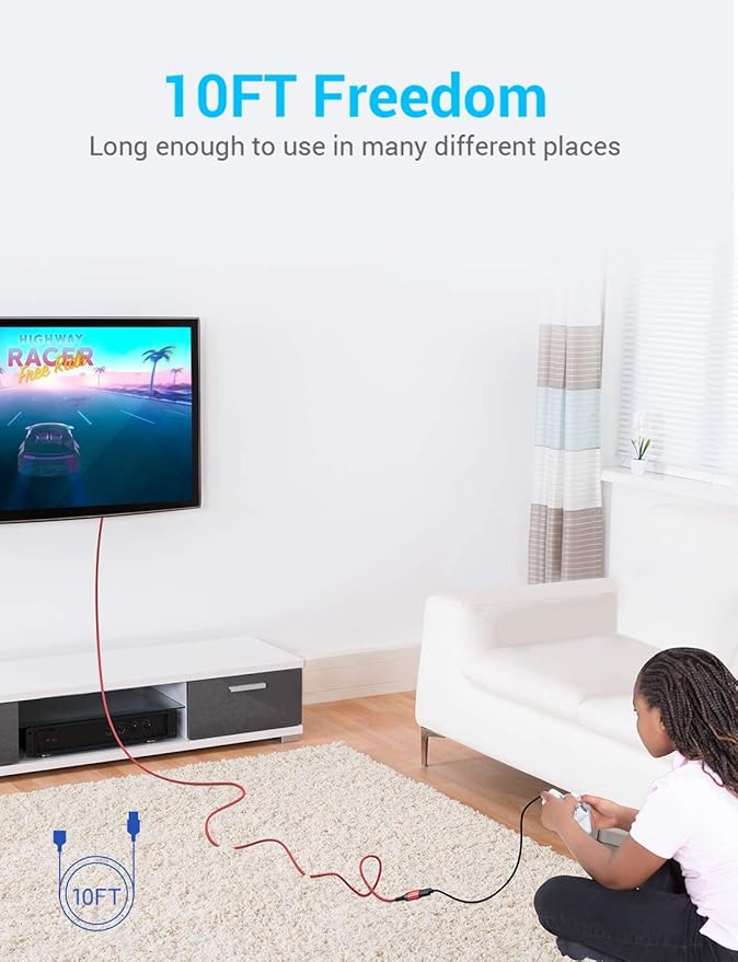 AINOPE USB Extension Cable,USB Extender,USB 3.0 Extension Cable, Male to Female Cord High Data Transfer Compatible with Webcam,Keyboard,Flash Drive,Hard Drive,Printer,10FT,Red