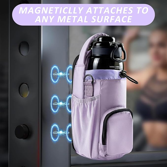 Magnetic Gym Bag for Men and Women, Magnetic Water Bottle Holder for Gym, Small Gym Bag, Gym Gifts for Women and Men (Purple, <40 OZ)