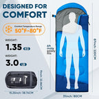 PTEROMY Sleeping Bags for Adults, Lightweight and Machine Washable, Water Resistant Backpacking Camping Sleeping Bag for Warm Cold Weather, Camping Essentials for Hiking Travel