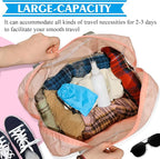 Foldable Travel Duffel Bag Tote Carry on Luggage Bag Spirit Airlines Personal item Sports Gym Bag Water Resistant Weekender Overnight Bags for Women and Men (Pink)