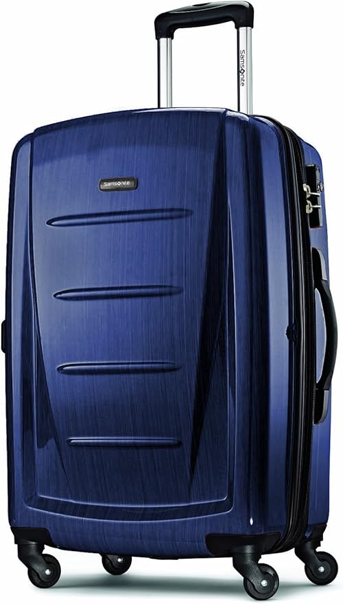 Samsonite Winfield 2 Hardside Expandable Luggage with Spinner Wheels, Navy, Checked-Large 28-Inch