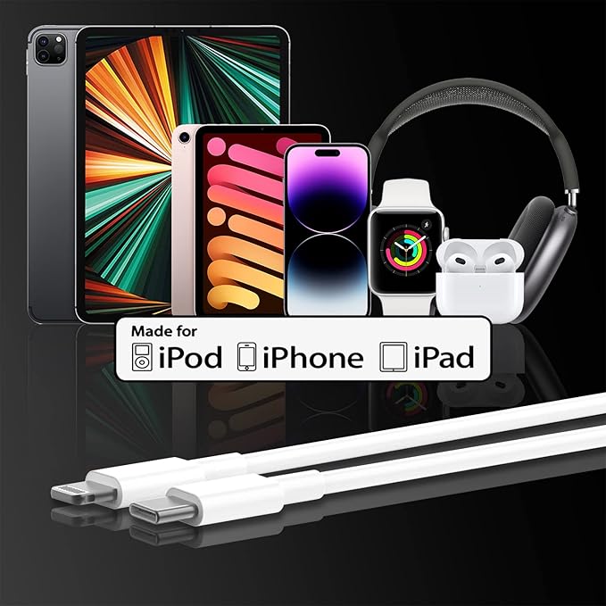 4 Pack Usbc to Lightning Cable for Apple iPhone 14/13/12 Fast Charger Cord 6ft [Apple MFi Certified],USB Type C to Lightning Cord 6 Ft Apple Phone Charging Cable Wire for Apple iPhone14 13 12 Pro Max