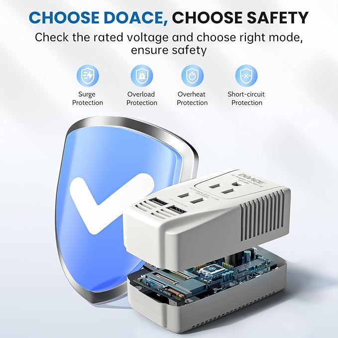 Upgraded 2000W 220V to 110V Converter for European Travel, Voltage Converter US to Europe for Hair Dryer Straightener Curling Iron, 2300W Adapter with EU/UK/AU/US Plugs for Laptop Camera Cell Phone
