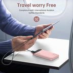 YOBON Power Bank 10000mAh Portable Charger Slim Battery Pack with 2 USB 2.4A Outputs and USB C in/Out Compatible with Huawei iPhone 16 15 14 13 12 iPad Samsung Galaxy S20 Android Tablet (Light Pink)
