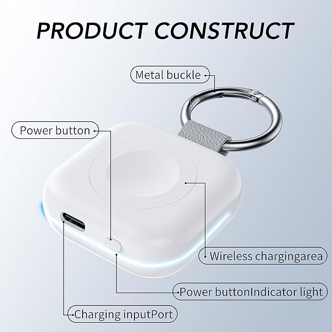 HUOTO Portable Watch Charger for Apple Watch Series 9,Portable Magnetic iWatch Charger 1200mAh Power Bank Mini Purse Items Fast keychain Charging for Apple Watch Series 11/10/ 9/8/7/6/SE/5/4/3/2/UItra