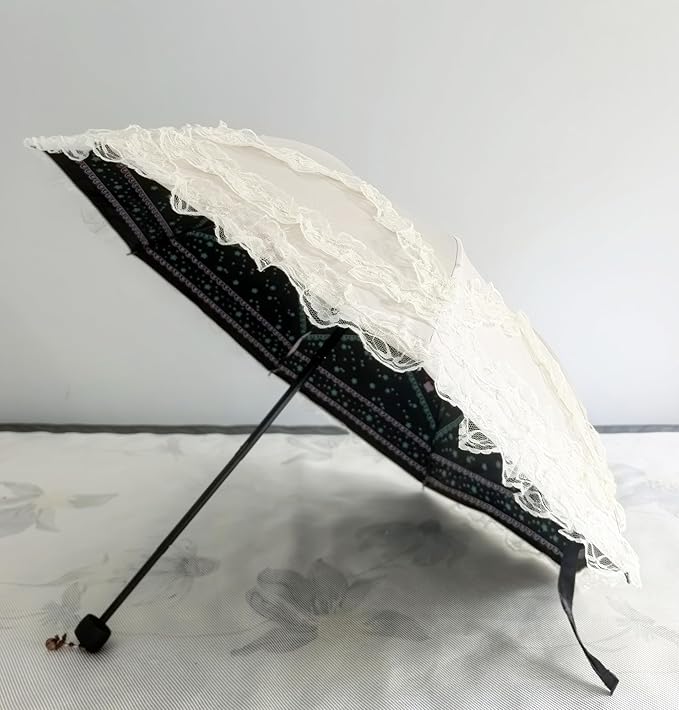 URAWESO Vintage Lace Parasol Gothic Lolita Umbrella UV Sun Protection Witch Cosplay Photoshoot Props Party Decoration