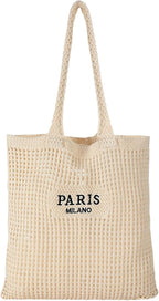 Trifabricy Beach Bags for Women, Large Beach Bag, Woven Straw Tote Bags Waterproof, Weaving Swim Shopping Travel Bag