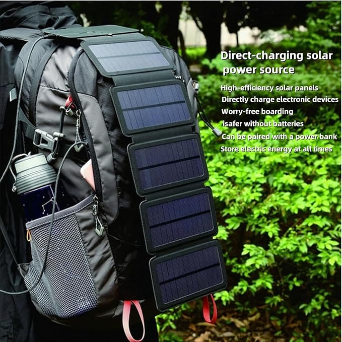 Solar Panel Charger, efficient, Waterproof, Foldable, Super Convenient to Carry and Worry Free Boarding, Suitable for Mobile Phones, Power Banks, Camping, Hiking, Backpacking, and Battery Storage