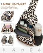 Capolo Sling Bag for Women Men Waterproof Crossbody Bags for Women Trendy Casual Fanny Pack with Convertible Shoulder Strap Chest Bag for Travel Hiking(Leopard, Large)