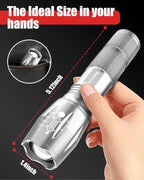 Victoper LED Flashlight 2 Pack Silver, Bright High Lumens Tactical Flashlights High Lumens with 5 Modes, Waterproof Zoomable Flash Light for Outdoor, Gifts for Hiking Camping Essentials Gear