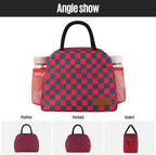 douyadady Lunch Bag Women/Men Lunch Box Women/Men (Dark blue+Red Checkerboard)