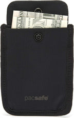Pacsafe Coversafe S25 Hidden Undercover Travel Bra Pouch for Women (Washable) - Stash up to 6 Credit Cards plus Money and Key with Adjustable, Elastic Strap; Suitable for all Bra Sizes (Black)