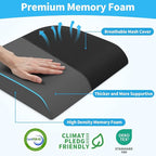 TranquilRelax Large Seat Cushion, Memory Foam Cushion for Long Sitting Hours on Office Chair, Car Seat, Non-Slip Chair Pad for Sciatica, Coccyx, Tailbone Pain Relief & Post-Surgery Recovery (Black)
