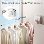 FORIOUS Retractable Clothesline 13.8FT, 304 Stainless Steel Non-Sagging Indoor Outdoor Clothes Line, Rustproof Heavy Duty Clothes Drying Laundry Line, Screw Wall Mounted for Bathroom, Chrome