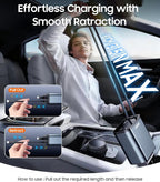 69W Retractable Car Charger, 4 in 1 Fast Charger USB C Car Truck Accessories for Men Women, Car Accessories for Valentines Day Gifts for Him Her, Travel Essentials for iPhone 17 Pro Max,Galaxy