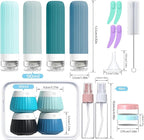 18 Pack Travel Bottles Set, TSA Approved Leak Proof Silicone Squeezable Containers for Toiletries, Refillable Travel Accessories for Conditioner, Shampoo, Lotion & Body Wash Accessories