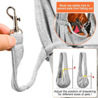 Tomkas Small Dog Cat Sling Carrier Puppy Purse Travel Wrap Soft Crossbody Pet Bag (Grey, M - Zip Pocket & Classic Strap)