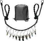 Retractable Portable Clothesline for Travel and Home, Tri-Braided Cord Clothes Line with 10 Windproof Clothes Clips, for Indoor Laundry Drying line,Outdoor Camping Hanger Accessories