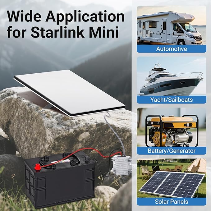 Starlink Mini 12V Boost Converter with DC Power Cord, 12V/24V to 30V 3.5A Converter Kit DC Male Plug for Starlink Mini, Truck RV (9.8ft)