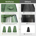 Wolfwise Pop Up Shower Tent, Portable Instant Changing Tent with Ventilation Window & Carry Bag, Privacy Bathroom Toilet for Beach, Camping & Outdoor, Width 47 ", Height 83 ", Green