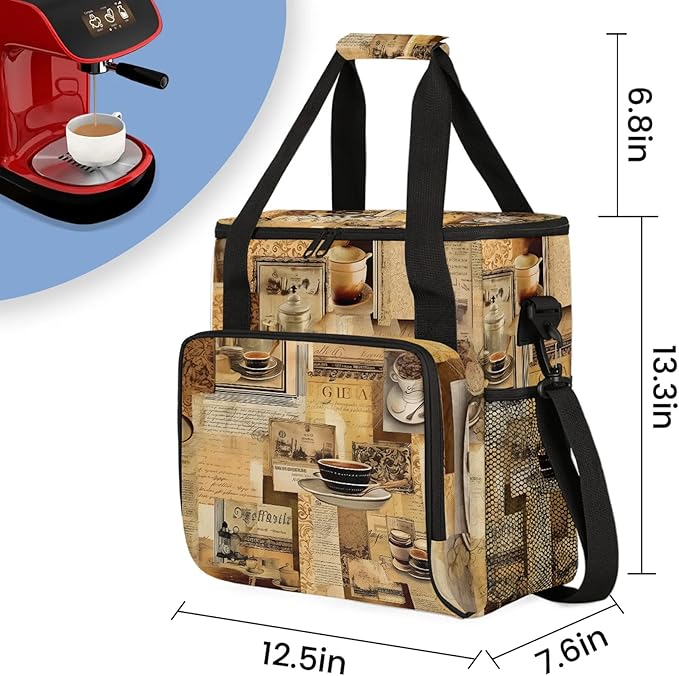 Coffee Maker Carring Bag Travel Storage Tote Bag Compatible with Keurig K-Mini or K-Mini Plus Portable Single Serve Coffee Brewer Case with Pockets for K-cup Pods(Bag Only)