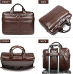 Augus Leather Messenger Bag for Men Vintage Travel Backpack 17 inch laptop Briefcase Shoulder Bags