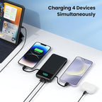 Portable Charger for iPhone with Built-in Cables and Wall Plug,Upgraded 13800mAh Fast Charging USB C Power Bank,4 Outputs Slim Travel Essential Battery Pack for iPhone 17/16/15/14/13,Galaxy,Android
