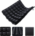 Inflatable Seat Cushion for Airplane Travel Portable Air Seat Cushion Pressure Relief with 49 Airbags TPU 15X15 Inches Black 1PSC