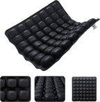 Inflatable Seat Cushion for Airplane Travel Portable Air Seat Cushion Pressure Relief with 49 Airbags TPU 15X15 Inches Black 1PSC