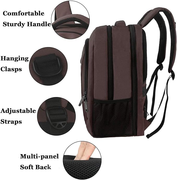 MATEIN Laptop Backpack, Extra Large TSA Friendly 17.3 Inch Travel Computer Backpack, Anti Theft Carry On Flight Approved Business Work College Backpack Bag for Men Women, Brown