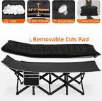 Fragess Portable Camping Cot, Sleeping Cots for Adults, 28" Extra Wide Heavy Duty Folding Cot Max Load 600LBS with Thick Mattress, Portable Camping Bed for Outdoor Camp/Office, Home Nap (Black)