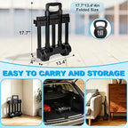 Folding Hand Truck, Foldable Luggage Cart Folding Trolley Dolly with Two Wheels Backpack Trolley with Extendable Chassis Telescopic Rod Utility Cart for Travel Moving Travel Bag, Luggage (Black)