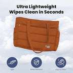 rubyloo Puffer Dog Travel Bag for Dog Moms – Doggy Diaper Bag with Pet Bowls & Food Storage or Everyday Puffy Tote – Doggy Mom Gifts for Women – Lightweight, Travel-Ready Gift for Pet Lovers - Rust